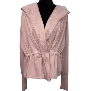 NEW Young Fabulous & Broke Open Front Hooded Blush Pink Drawstring Waist Jacket
